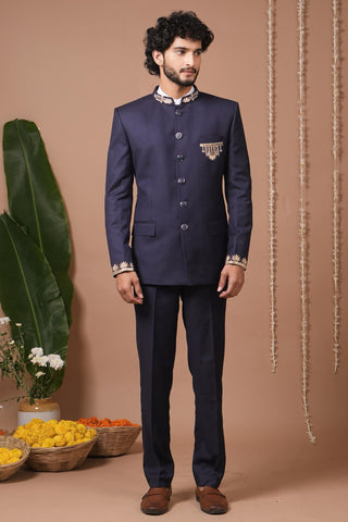 Jodhpuri set for Indian Wedding – Navy Blue by AHI Clothing