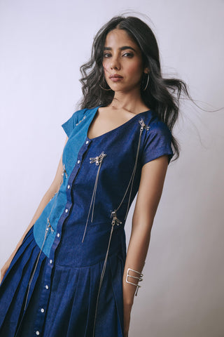 Blue hooked in summer hook dress