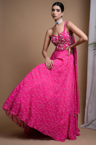 Pink sitara digital print indo lehenga set