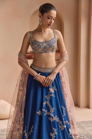 Lehenga Set for Indian Wedding - Blue Off The Record Embroidered Lehenga Set by Osaa by Adarsh at Mrs. G

