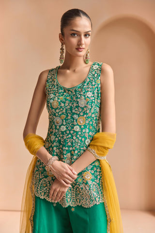 Sharara Set for Indian Wedding - Green Off The Record Sharara Set by Osaa by Adarsh at Mrs. G

