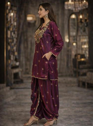 Kurta Set Regal Wear - Purple Fiza Embellished Kurta Set by Banjara Trail