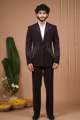 Coat pant set for Contemporary Wear – Dark Purple by AHI Clothing