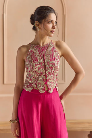 Garara Top Set for Indian Wedding - Pink Off The Record Embroidered Top Set by Osaa by Adarsh at Mrs. G


