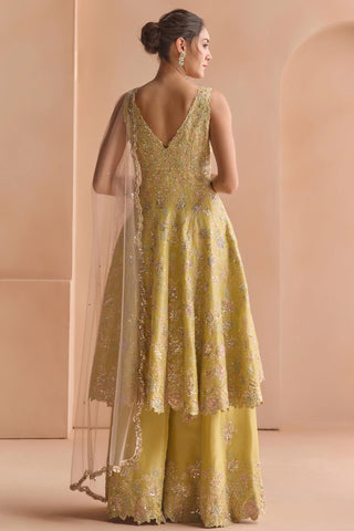 Sharara Set for Indian Wedding - Yellow Off The Record Embroidered Sharara Set by Osaa by Adarsh at Mrs. G