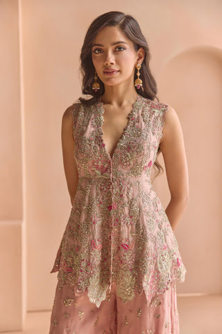 Sharara Set for Indian Wedding - Pink Off The Record Embroidered Sharara Set by Osaa by Adarsh at Mrs. G

