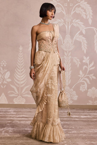 Gold ever after saree gown with belt