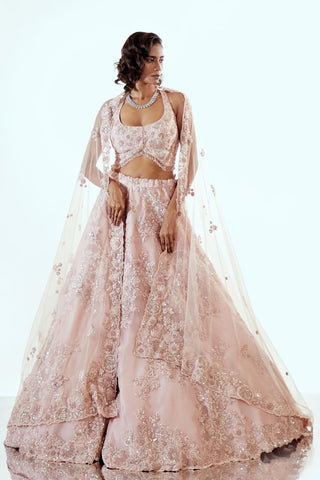 Lehenga Set for Indian Weddings – Pink Paragon 3D Embroidery by Pallavi Poddar