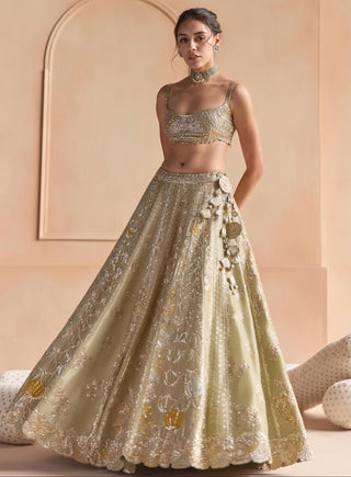 Lehenga Set for Indian Wedding - Green Off The Record Embroidered Lehenga Set by Osaa by Adarsh at Mrs. G

