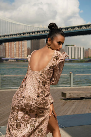 Dress Contemporary Wear Pink Slit Dress by Aashima Behl