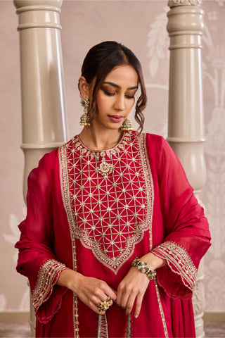Red nooreh ever after sharara set
