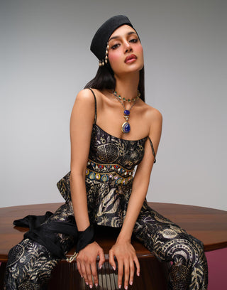 Sharara Set For Indian Wedding - Midnight Pomegranate by Papa Don't Preach