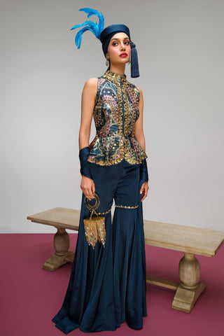 Sharara Set For Indian Wedding - Blue Pop Paisley Back By Demand by Papa Don't Preach