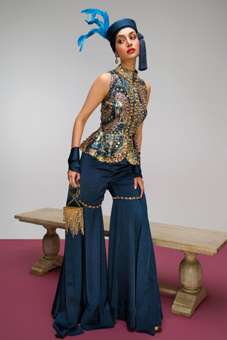 Sharara Set For Indian Wedding - Blue Pop Paisley Back By Demand by Papa Don't Preach