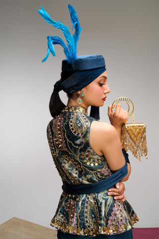 Sharara Set For Indian Wedding - Blue Pop Paisley Back By Demand by Papa Don't Preach
