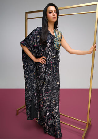 Kaftan For Indian Wedding - Black Pop Paisley Mystique by Papa Don't Preach