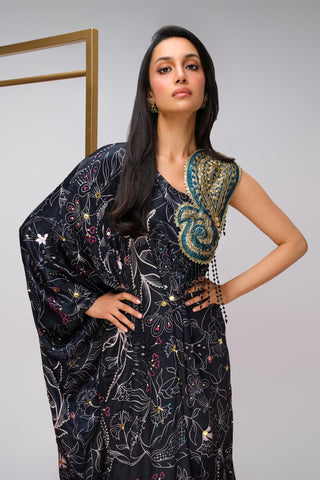 Kaftan For Indian Wedding - Black Pop Paisley Mystique by Papa Don't Preach