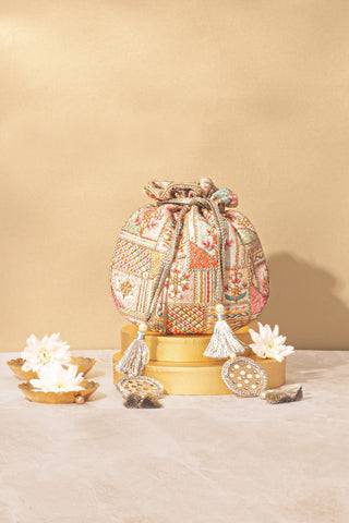 Multicolor jia embroidere potli