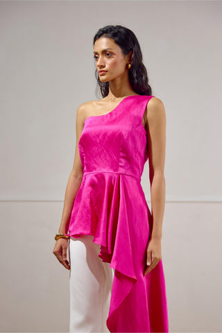 Peplum Top – Pink Resort-Day Asymmetrical – Lavanya Ahuja