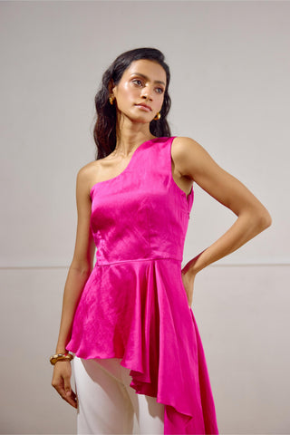 Peplum Top – Pink Resort-Day Asymmetrical – Lavanya Ahuja