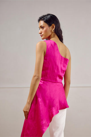 Peplum Top – Pink Resort-Day Asymmetrical – Lavanya Ahuja