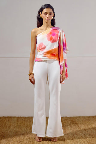 One-Shoulder Top – Multicolor Resort-Day Draped – Lavanya Ahuja