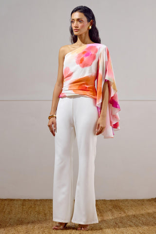 One-Shoulder Top – Multicolor Resort-Day Draped – Lavanya Ahuja