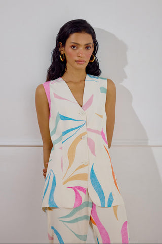 Waistcoat with Pant – Multicolor Resort-Day Long – Lavanya Ahuja