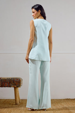 Waistcoat with Pant – Blue Resort-Day Long – Lavanya Ahuja