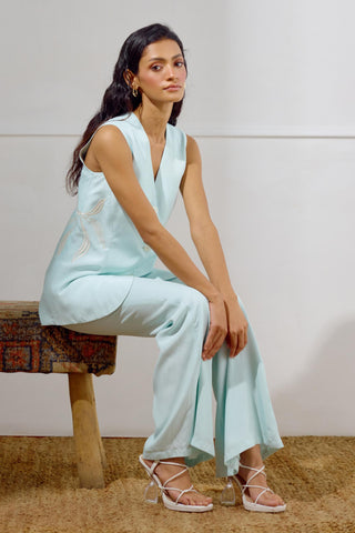 Waistcoat with Pant – Blue Resort-Day Long – Lavanya Ahuja