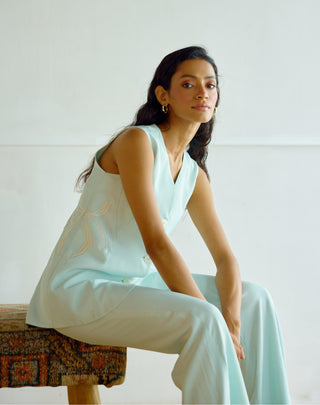 Waistcoat with Pant – Blue Resort-Day Long – Lavanya Ahuja