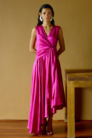 Tie-Up Dress – Pink Resort-Day Asymmetrical – Lavanya Ahuja