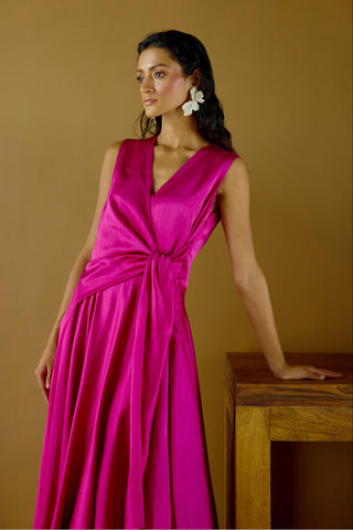 Tie-Up Dress – Pink Resort-Day Asymmetrical – Lavanya Ahuja