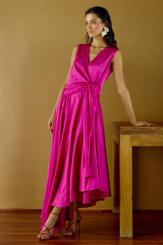 Tie-Up Dress – Pink Resort-Day Asymmetrical – Lavanya Ahuja