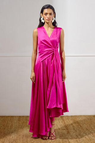 Tie-Up Dress – Pink Resort-Day Asymmetrical – Lavanya Ahuja