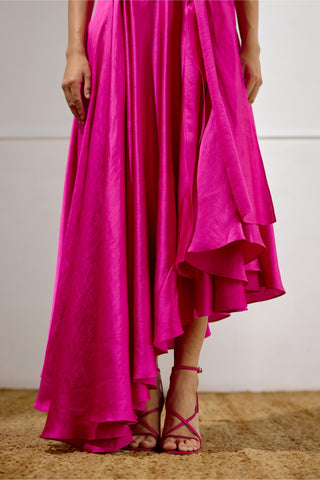 Tie-Up Dress – Pink Resort-Day Asymmetrical – Lavanya Ahuja