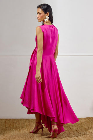 Tie-Up Dress – Pink Resort-Day Asymmetrical – Lavanya Ahuja