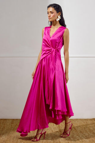 Tie-Up Dress – Pink Resort-Day Asymmetrical – Lavanya Ahuja
