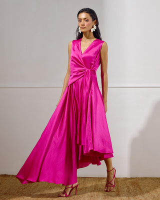 Tie-Up Dress – Pink Resort-Day Asymmetrical – Lavanya Ahuja