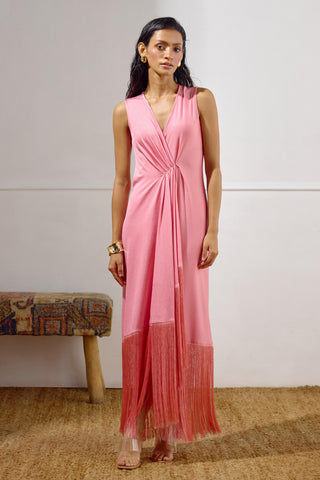 Dress – Pink Resort-Day Draped Wrap – Lavanya Ahuja