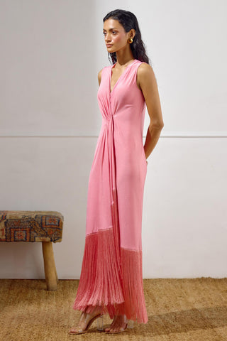 Dress – Pink Resort-Day Draped Wrap – Lavanya Ahuja