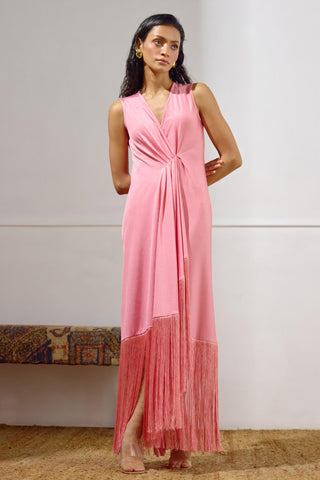Dress – Pink Resort-Day Draped Wrap – Lavanya Ahuja