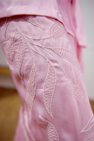 Draped Skirt Set – Pink Resort-Day Tie-Up Top – Lavanya Ahuja