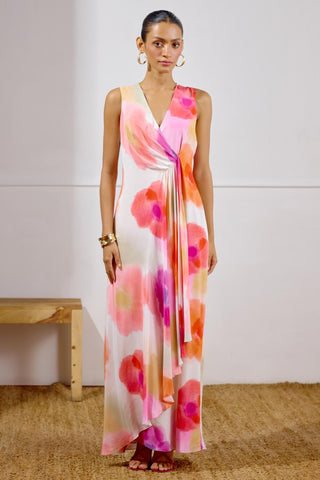 Dress – Multicolor Resort-Day Draped Wrap – Lavanya Ahuja