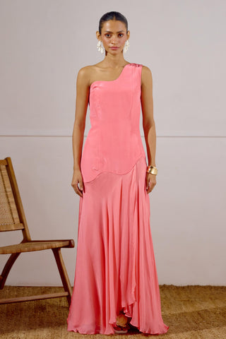 Drop Waist Dress – Pink Resort-Day Asymmetrical – Lavanya Ahuja