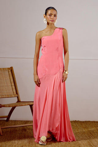 Drop Waist Dress – Pink Resort-Day Asymmetrical – Lavanya Ahuja