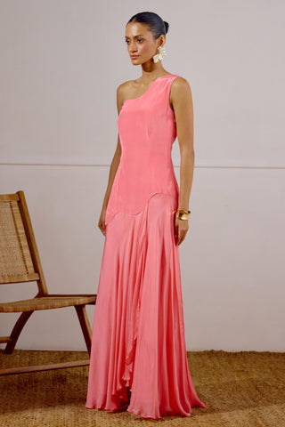 Drop Waist Dress – Pink Resort-Day Asymmetrical – Lavanya Ahuja