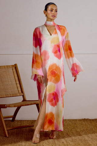 Kaftan Dress with Scarf Detail – Multicolor Resort-Day – Lavanya Ahuja