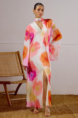 Kaftan Dress with Scarf Detail – Multicolor Resort-Day – Lavanya Ahuja