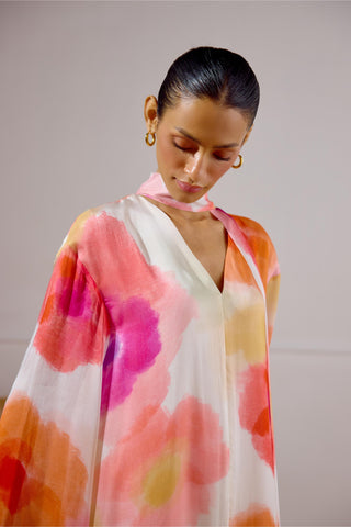 Kaftan Dress with Scarf Detail – Multicolor Resort-Day – Lavanya Ahuja